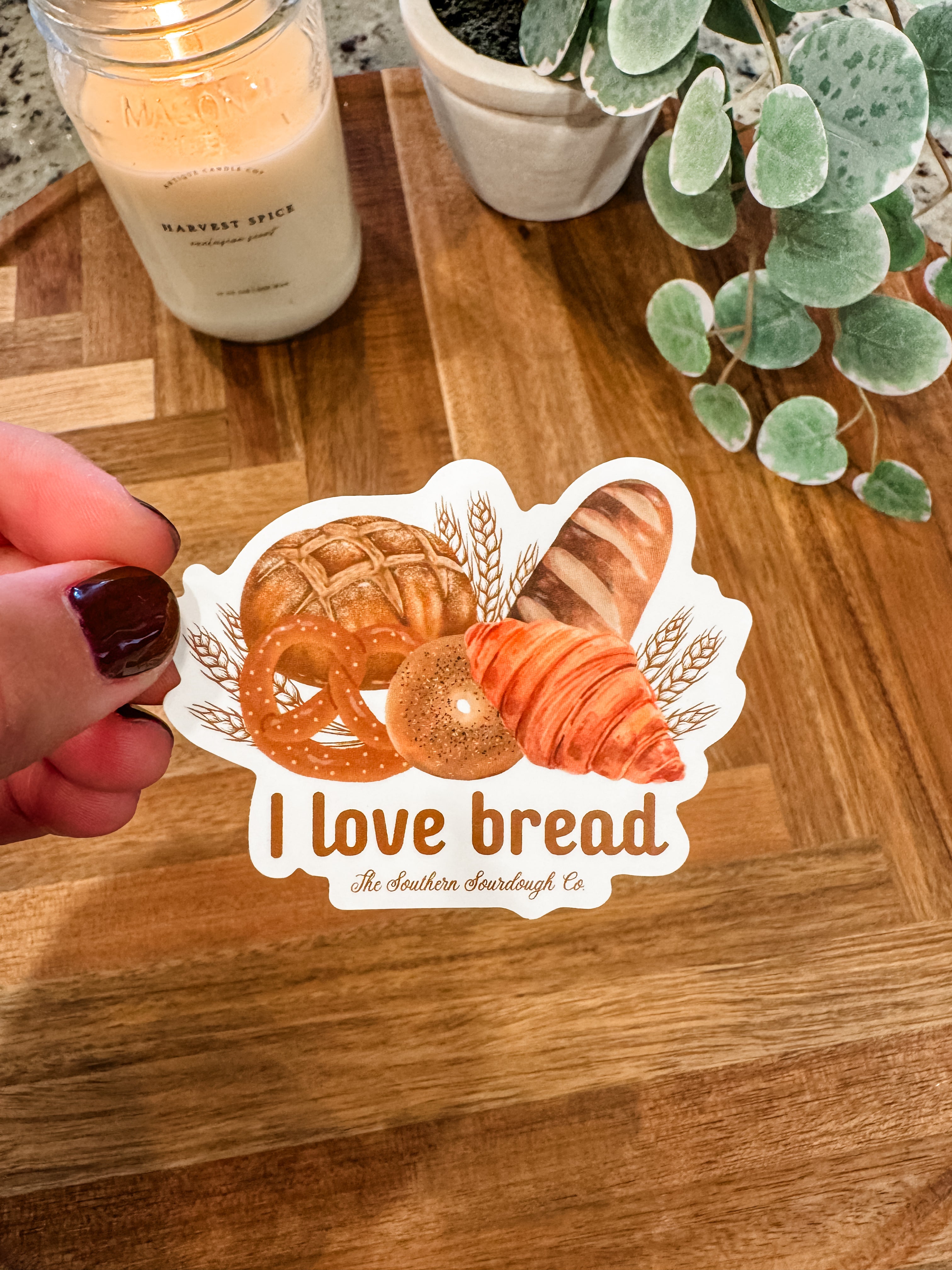"I love bread" Waterproof Vinyl Sticker