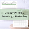 Monthly Printable Sourdough Starter Log